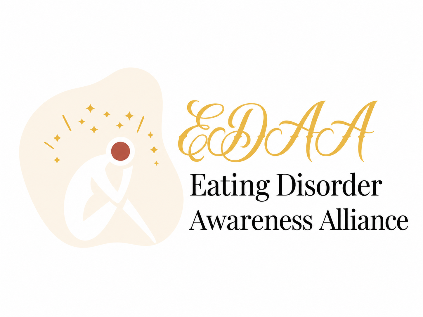 Official logo of the Eating Disorder Awareness Alliance: gold EDAA lettering beside a cream awareness ribbon and coral-centered human figure